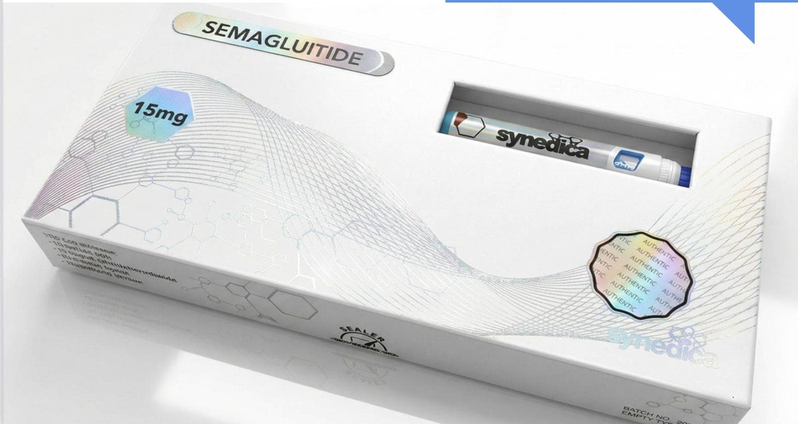 Semaglutide Synedica pen pack with 20mg strength shown on site